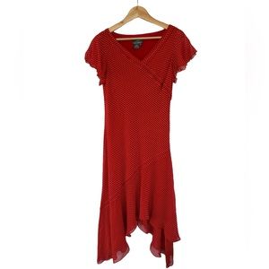 Adrianna Papell Red Polka Dot Midi Dress